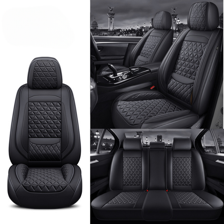 Black Diamond Quilted Leather Car Seat Cover