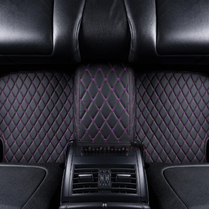 BLACK CAR MATS WITH PURPLE STITCHING
