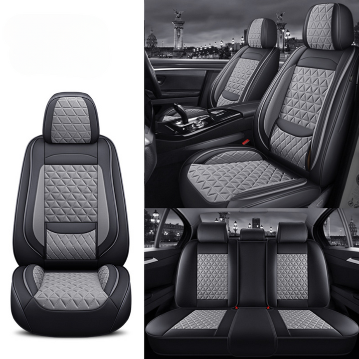 Black & Grey Diamond Quilted Leather Car Seat Cover
