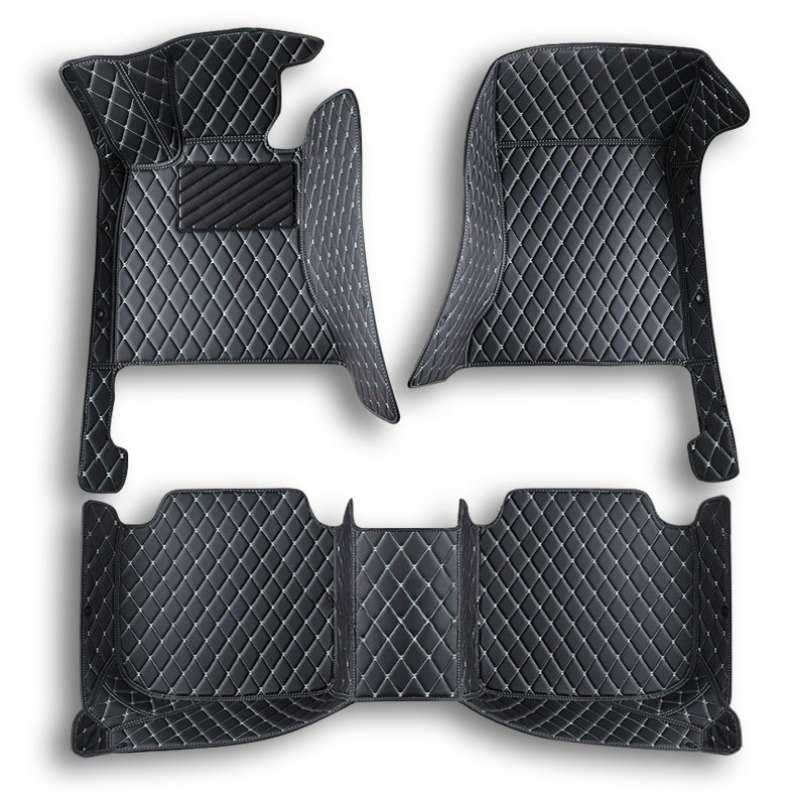 BLACK CAR MATS WITH WHITE STITCHING