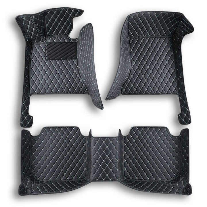 BLACK CAR MATS WITH WHITE STITCHING