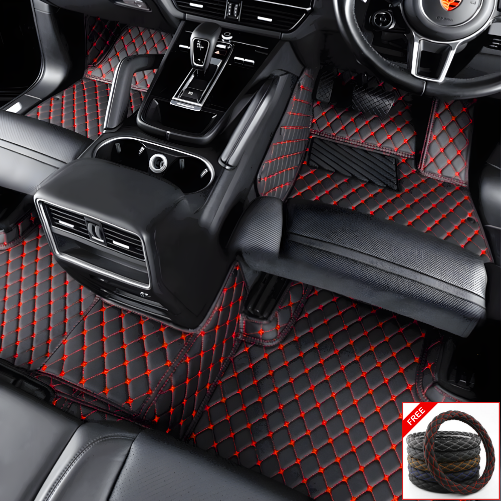 Custom Car Floor Mats + FREE STEERING WHEELCOVER