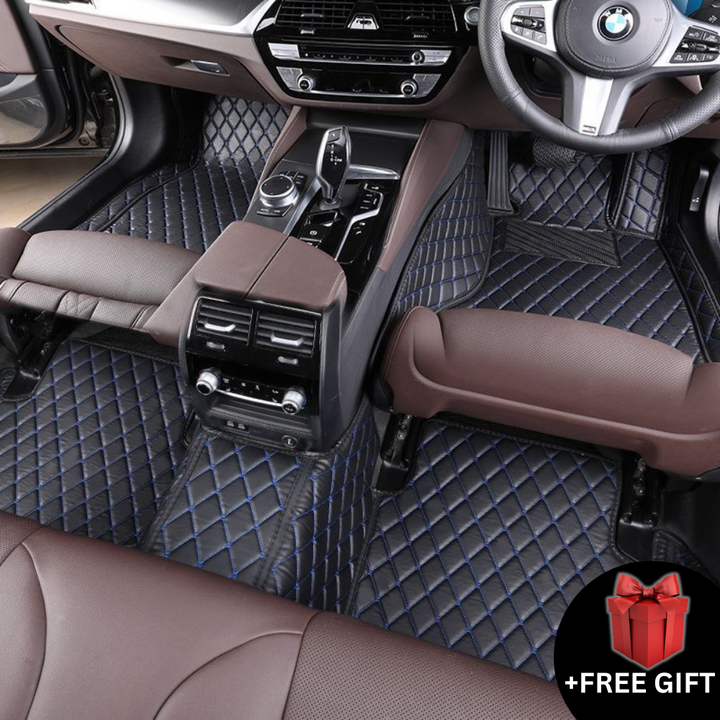 BLACK CAR MATS WITH BLUE STITCHING + FREE GIFT