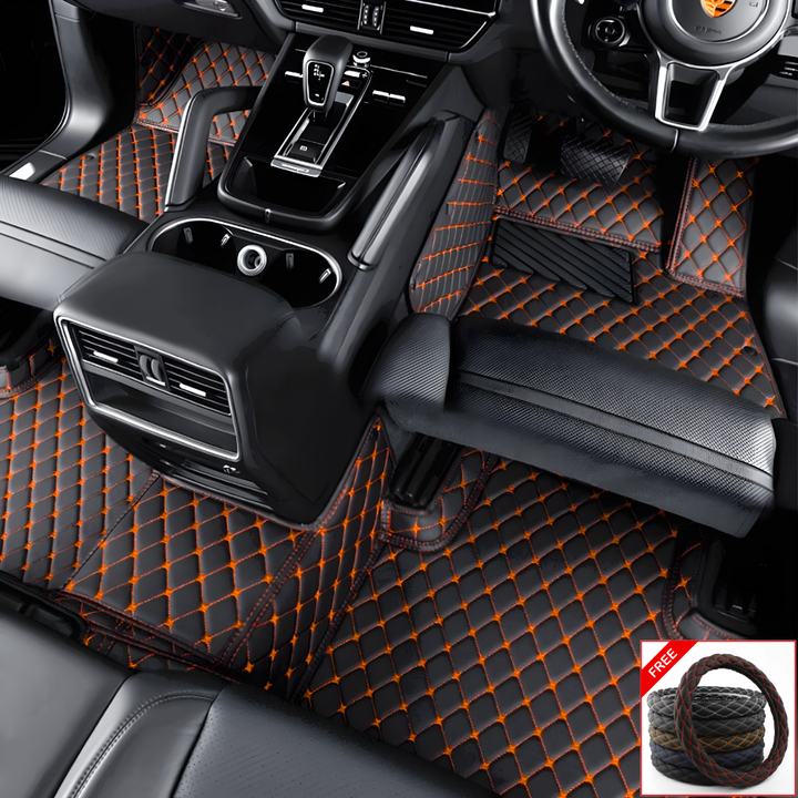 Custom Car Floor Mats + FREE STEERING WHEELCOVER