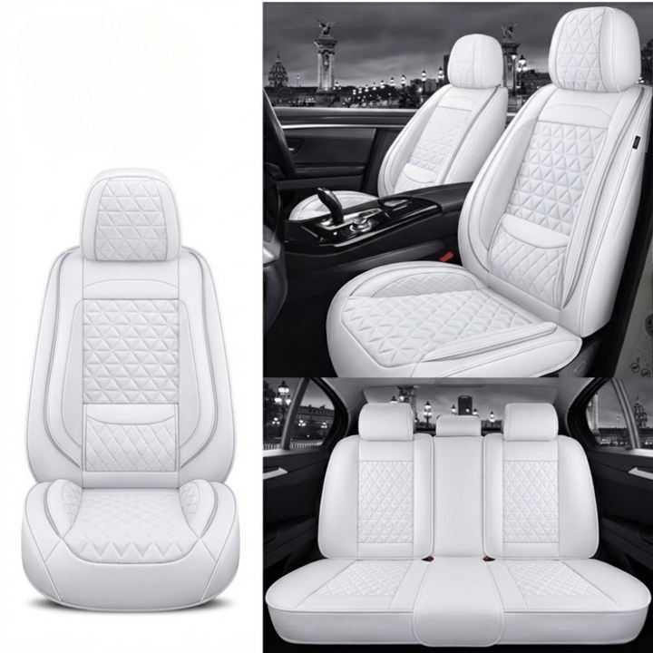 White Diamond Quilted Leather Car Seat Covers