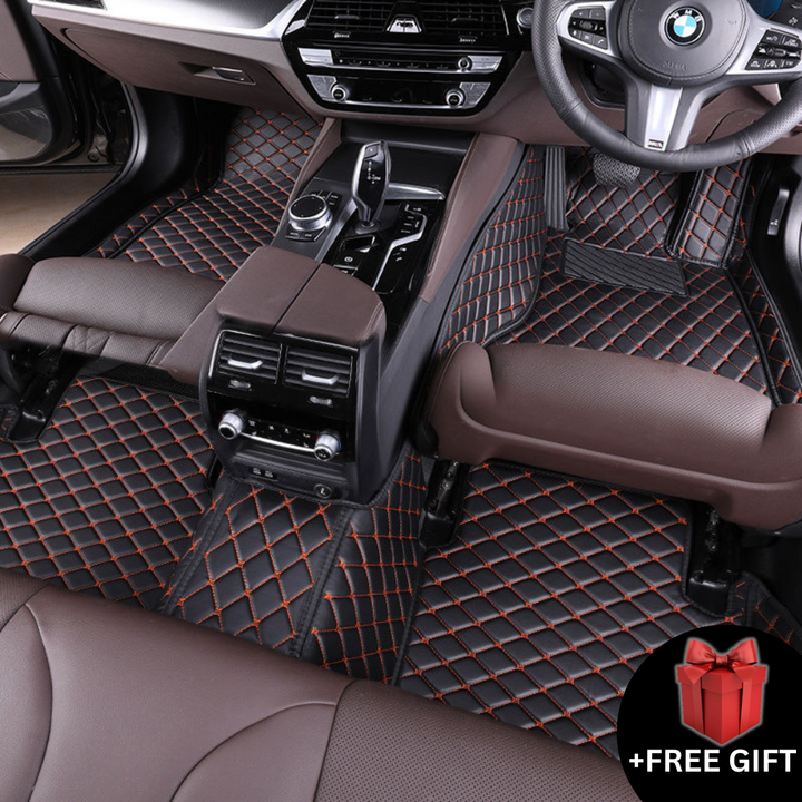 BLACK CAR MATS WITH ORANGE STITCHING + FREE GIFT