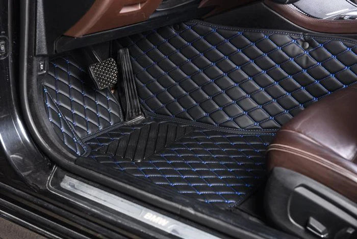 BLACK CAR MATS WITH BLUE STITCHING