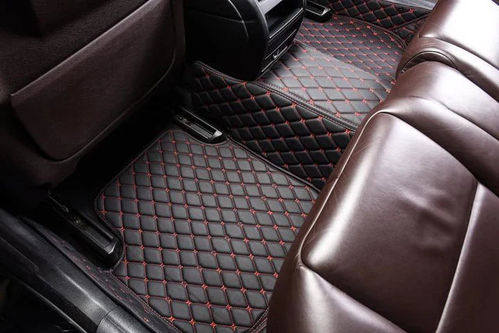 BLACK CAR MATS WITH RED STITCHING