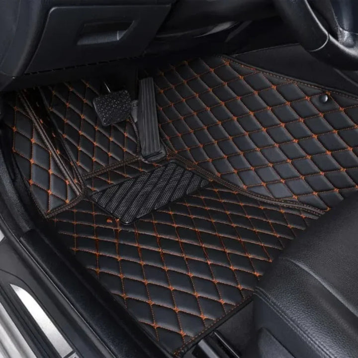 BLACK CAR MATS WITH ORANGE STITCHING