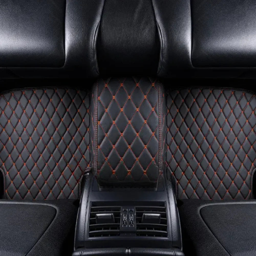 BLACK CAR MATS WITH ORANGE STITCHING