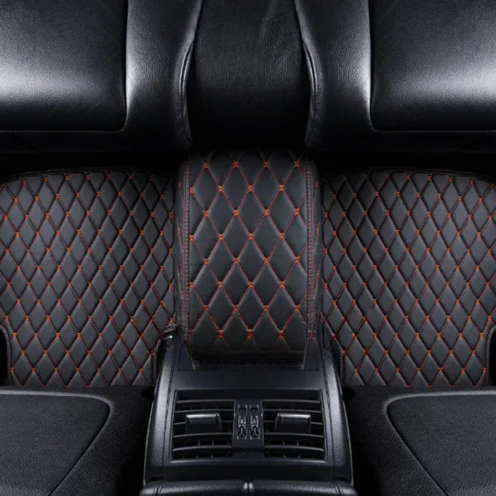 BLACK CAR MATS WITH ORANGE STITCHING