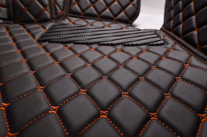 Black & Orange Luxury Diamond Car Floor Mats